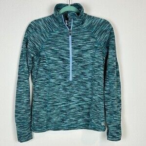 Columbia Marled Green Half-Zip Mock Softshell Layer Top S